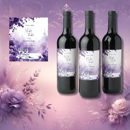 Rótulo De Garrafa De Cerveja Casamento Floral Roxo em Paris com Torre Eiffel