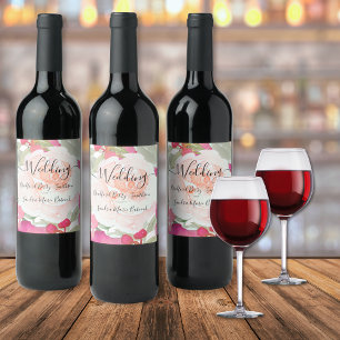 Rótulo De Garrafa De Cerveja Casamento Floral Simples De Fushia Rosa