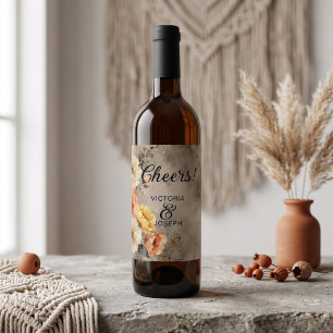 Rótulo De Garrafa De Cerveja Casamento Floral Terracota Boho Mal-humorado com S