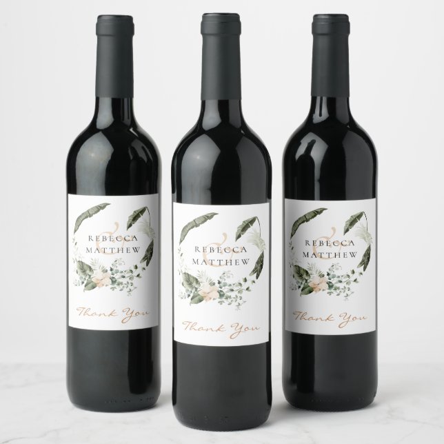 Rótulo De Garrafa De Cerveja Casamento Floral Verde Boho Elegante   (Garrafas)