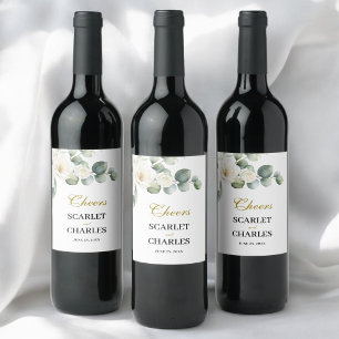 Rótulo De Garrafa De Cerveja Casamento Floral Verde de Eucalipto Rosa Branca