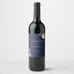 Rótulo De Garrafa De Cerveja Casamento Floral Verde Esmeralda Azul Naval Elegan