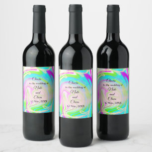 Rótulo De Garrafa De Cerveja Casamento fluido acrílico colorido pintado à mão