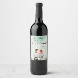 Rótulo De Garrafa De Cerveja Casamento fluído com aquarela verde personalizada