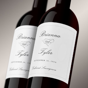 Rótulo De Garrafa De Cerveja Casamento Formal Simples Elegante Branco Clássico