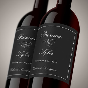 Rótulo De Garrafa De Cerveja Casamento Formal Simples Elegante Negro Clássico