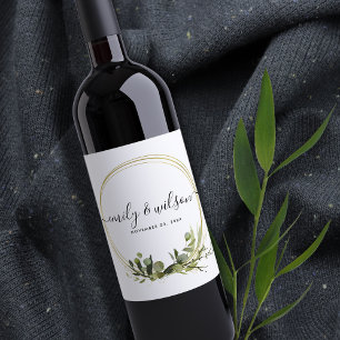 RÓTULO DE GARRAFA DE CERVEJA CASAMENTO FRONDOSO RÚSTICO DA AGUARELA DA FOLHA D