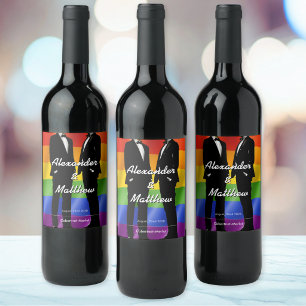 Rótulo De Garrafa De Cerveja Casamento Gay Moderno Elegante Arco-íris de Homens