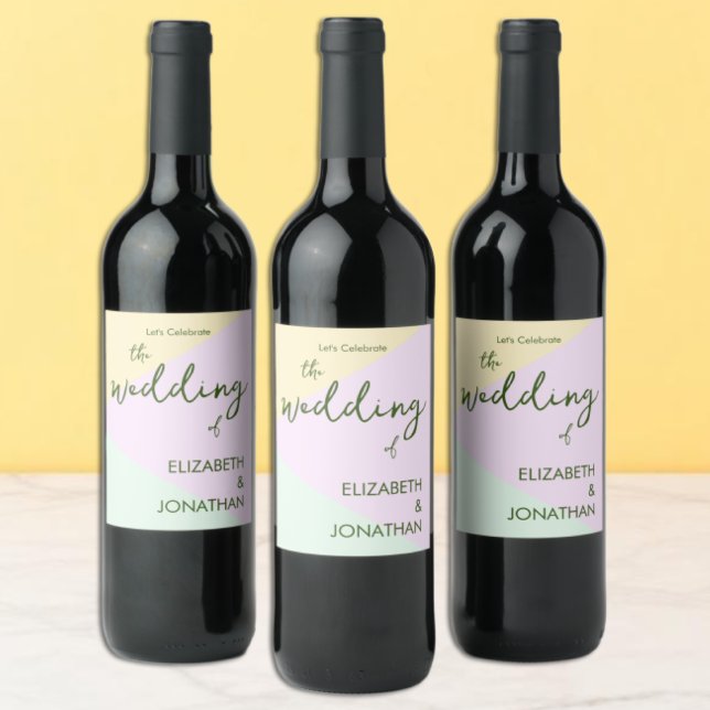 Rótulo De Garrafa De Cerveja Casamento Geométrico de Pastel Mudado (Criador carregado)