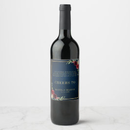 Rótulo De Garrafa De Cerveja Casamento Geométrico Dourado Floral Blush Marinho
