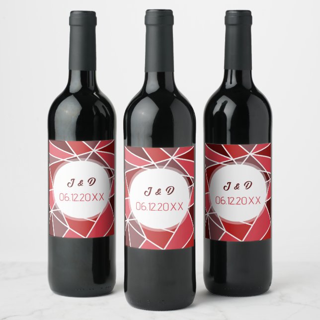 Rótulo De Garrafa De Cerveja Casamento Geométrico Elegante (Garrafas)