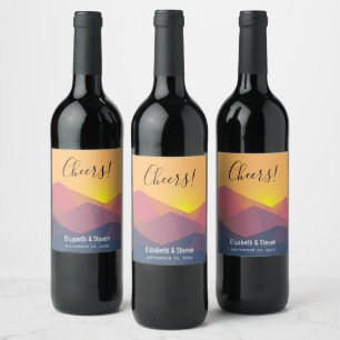 Rótulo De Garrafa De Cerveja Casamento Geométrico Minimalista das Montanhas R