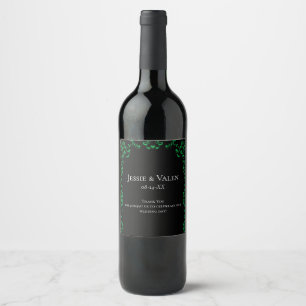 Rótulo De Garrafa De Cerveja Casamento Gótico Negra e Verde