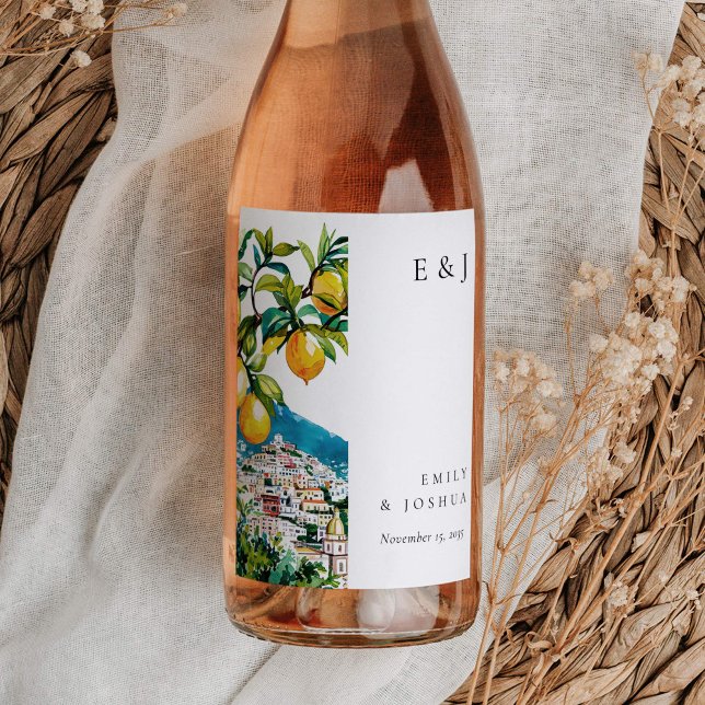 Rótulo De Garrafa De Cerveja Casamento Italiano Da Costa De Lemon Citrus Amalfi (Criador carregado)