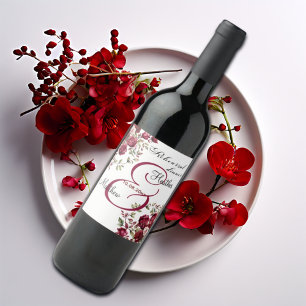 Rótulo De Garrafa De Cerveja Casamento "janto de ensaio" moderno de Burgundy