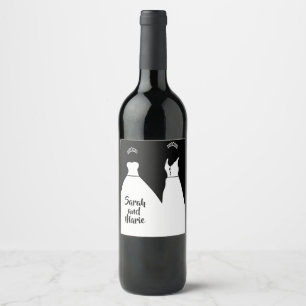 Rótulo De Garrafa De Cerveja casamento lésbico branco e preto Gay