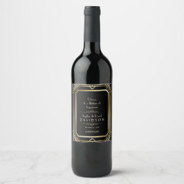 Rótulo De Garrafa De Cerveja Casamento Luxuoso Preto e Dourado Great Gatsby
