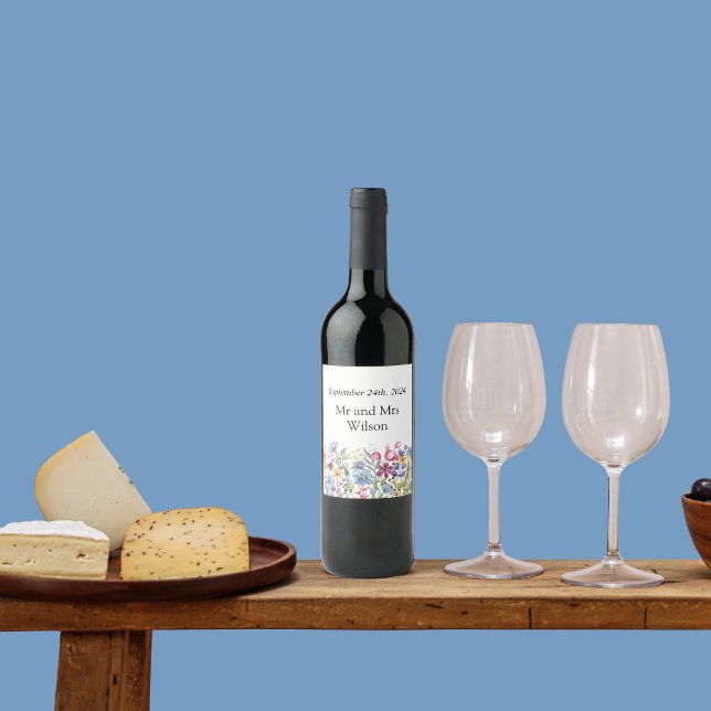 Rótulo De Garrafa De Cerveja Casamento Minimal de Boho Wildflower (Criador carregado)