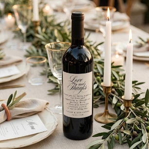 Rótulo De Garrafa De Cerveja Casamento Minimalista Amor e Gratidão Elegantes