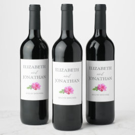 Rótulo De Garrafa De Cerveja Casamento Minimalista Clássico Rosa Rosa