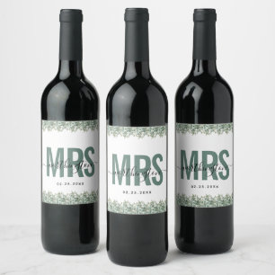 Rótulo De Garrafa De Cerveja Casamento Minimalista de Eucalipto
