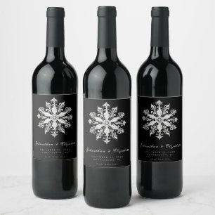 Rótulo De Garrafa De Cerveja Casamento Minimalista em Floco de Neve   Branco