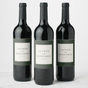 Rótulo De Garrafa De Cerveja Casamento Minimalista Verde Elegante