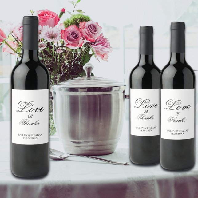 Rótulo De Garrafa De Cerveja Casamento Mínimo Branco e Negro (Criador carregado)