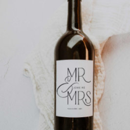Rótulo De Garrafa De Cerveja Casamento Mínimo Elegante Personalizado