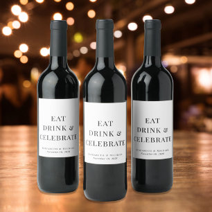 Rótulo De Garrafa De Cerveja Casamento Moderno Comer Beber Celebrar