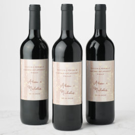 Rótulo De Garrafa De Cerveja Casamento Moderno de Terracotta e Dourada Watercol