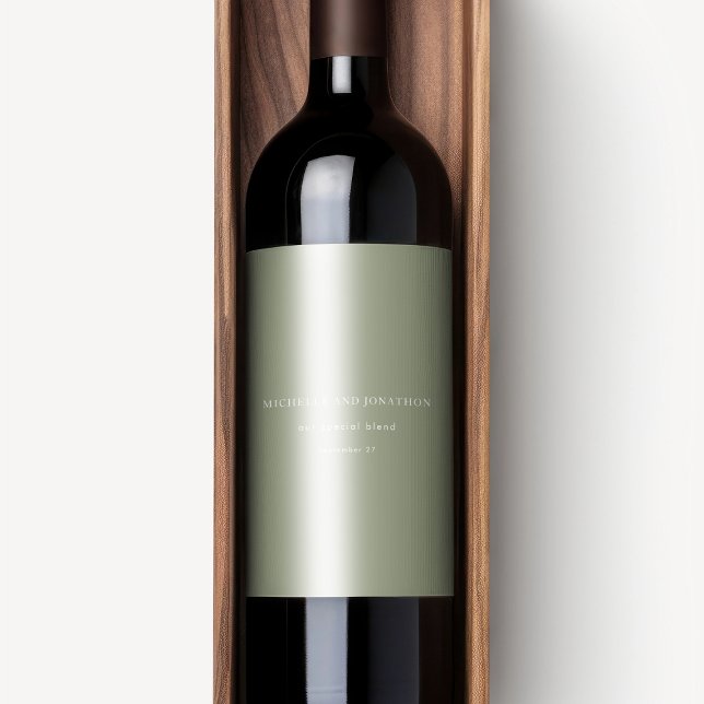 Rótulo De Garrafa De Cerveja Casamento Moderno Elegante White Sage (Criador carregado)