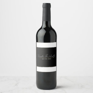 Rótulo De Garrafa De Cerveja Casamento Moderno Minimalista Elegante Preto Branc