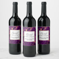 Casamento Moderno Roxo e Dourado Abstrato Marble