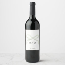 Rótulo De Garrafa De Cerveja Casamento Monograma Aquarela com Laço Verde Salgue