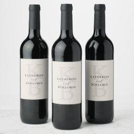 Rótulo De Garrafa De Cerveja Casamento Monograma Marfim Minimalista Moderno