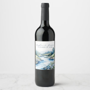 Rótulo De Garrafa De Cerveja Casamento na Montanha Nebulosa