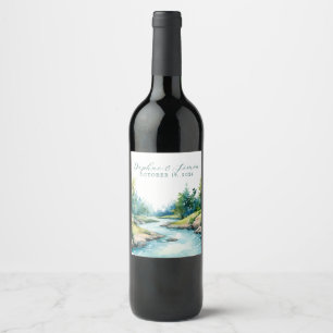 Rótulo De Garrafa De Cerveja Casamento na Montanha Nebulosa