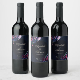Rótulo De Garrafa De Cerveja Casamento Negro Romântico Floral Gótico Preto