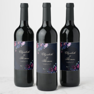 Rótulo De Garrafa De Cerveja Casamento Negro Romântico Floral Gótico Preto