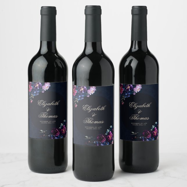 Rótulo De Garrafa De Cerveja Casamento Negro Romântico Floral Gótico Preto (Garrafas)
