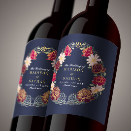 Rótulo De Garrafa De Cerveja Casamento no Jardim Floral Rosa Vermelho Encantado