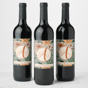 Rótulo De Garrafa De Cerveja Casamento outono Boho Terracotta Sage Monograma