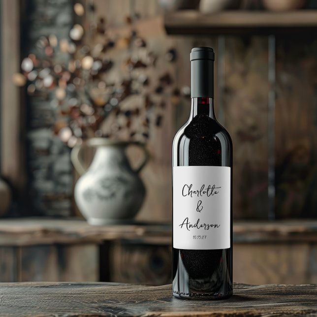 Rótulo De Garrafa De Cerveja Casamento Personalizado Branco Escrito Manuscrito (Criador carregado)