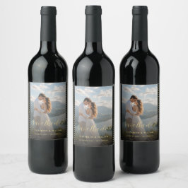 Rótulo De Garrafa De Cerveja Casamento personalizado com bolinhas douradas e pr