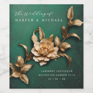 Rótulo De Garrafa De Cerveja Casamento personalizado de flores metálicas 3d