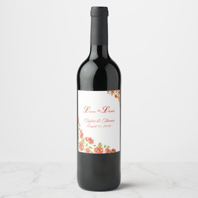 Rótulo De Garrafa De Cerveja Casamento Personalizado de Script Floral bonito (Frente)