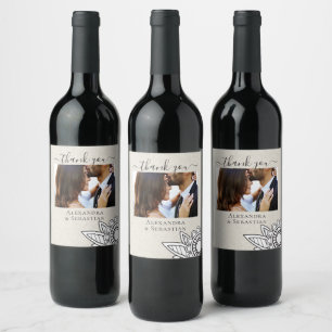Rótulo De Garrafa De Cerveja Casamento personalizado de Tan da flor branco
