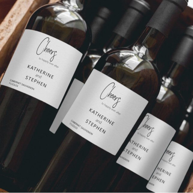 Rótulo De Garrafa De Cerveja Casamento Personalizado Elegante Moderno (Criador carregado)