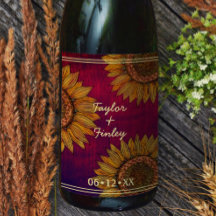 Casamento Personalizado Rustic Burgundy Art Sunflo